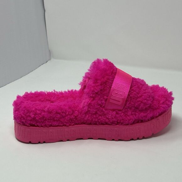 UGG Fluffita Platform Women Fur Slide Slippers Pink Size 7 Sheepskin STORE MODEL - Picture 6 of 16